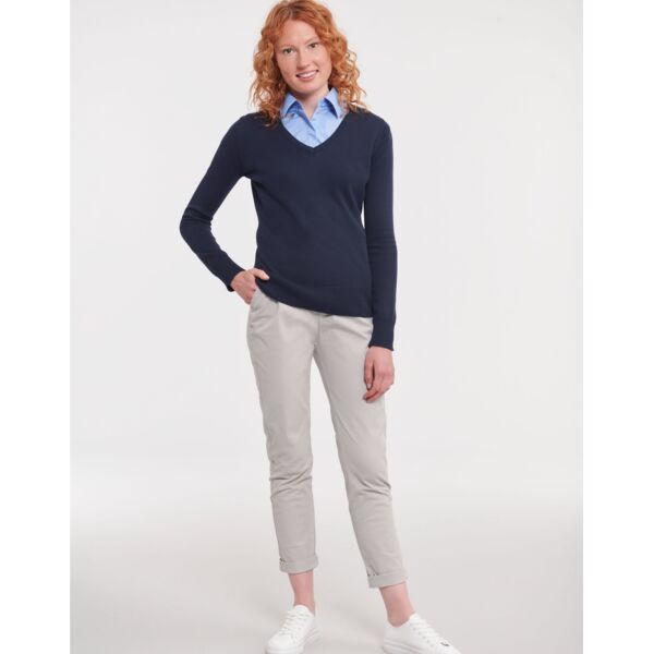 Ladies' V-Neck Knitted Pullover Thumbnail